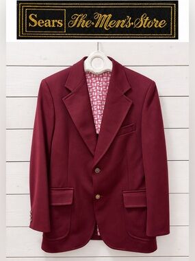 Vintage Sears The Men’s Store Blazer – Burgundy – Size 42L – Unisex